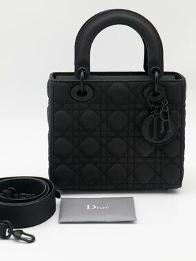 Christian Dior Black Ultramatte Small Lady Dior My ABCDior Bag w/ Entrupy COA